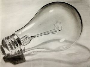 300x225 Realistic Pencil Drawing Print Of Light Bulb A4 Size Ebay