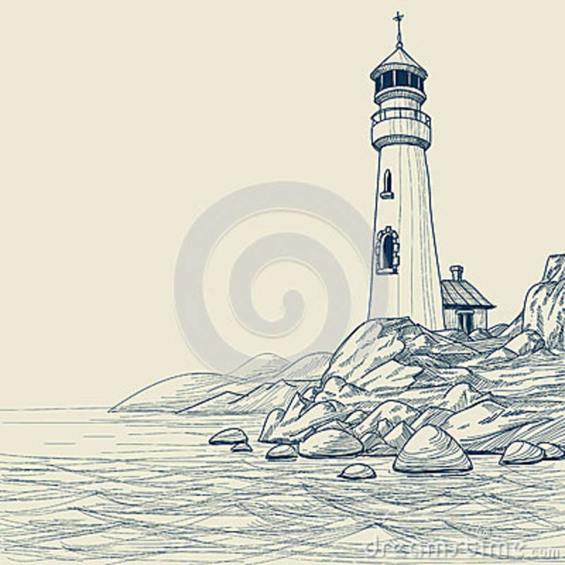 800x800 Light House Drawings Lighthouse Drawing Royalty Free Stock