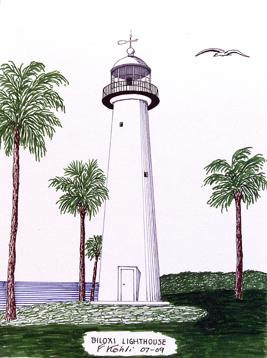 523x700 Biloxi Lighthouse Drawing By Frederic Kohli
