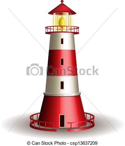 403x470 Red Lighthouse Isolated On White Background. Vector Vector