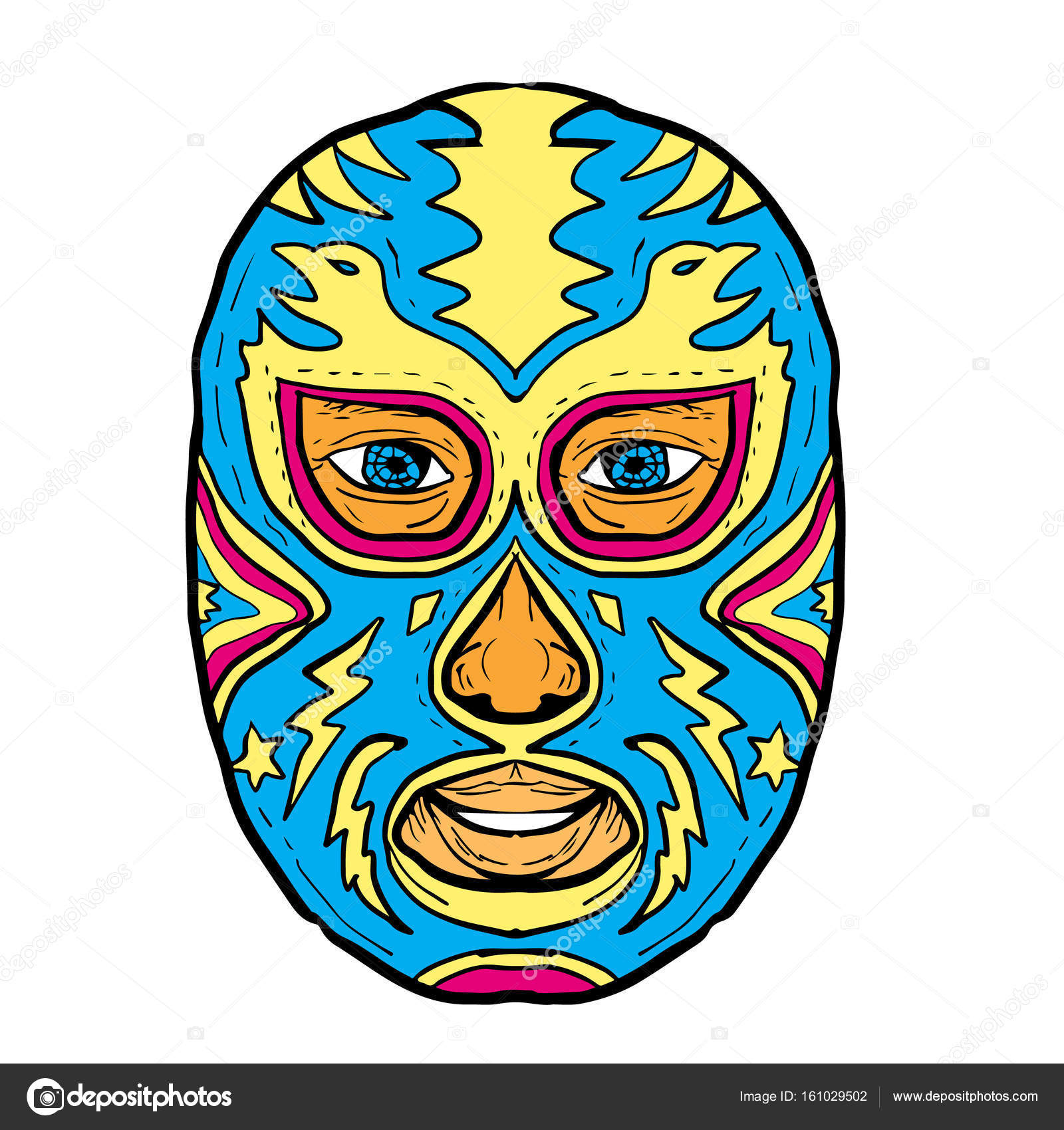 1600x1700 Luchador Mask Eagle Lightning Bolt Drawing Stock Vector
