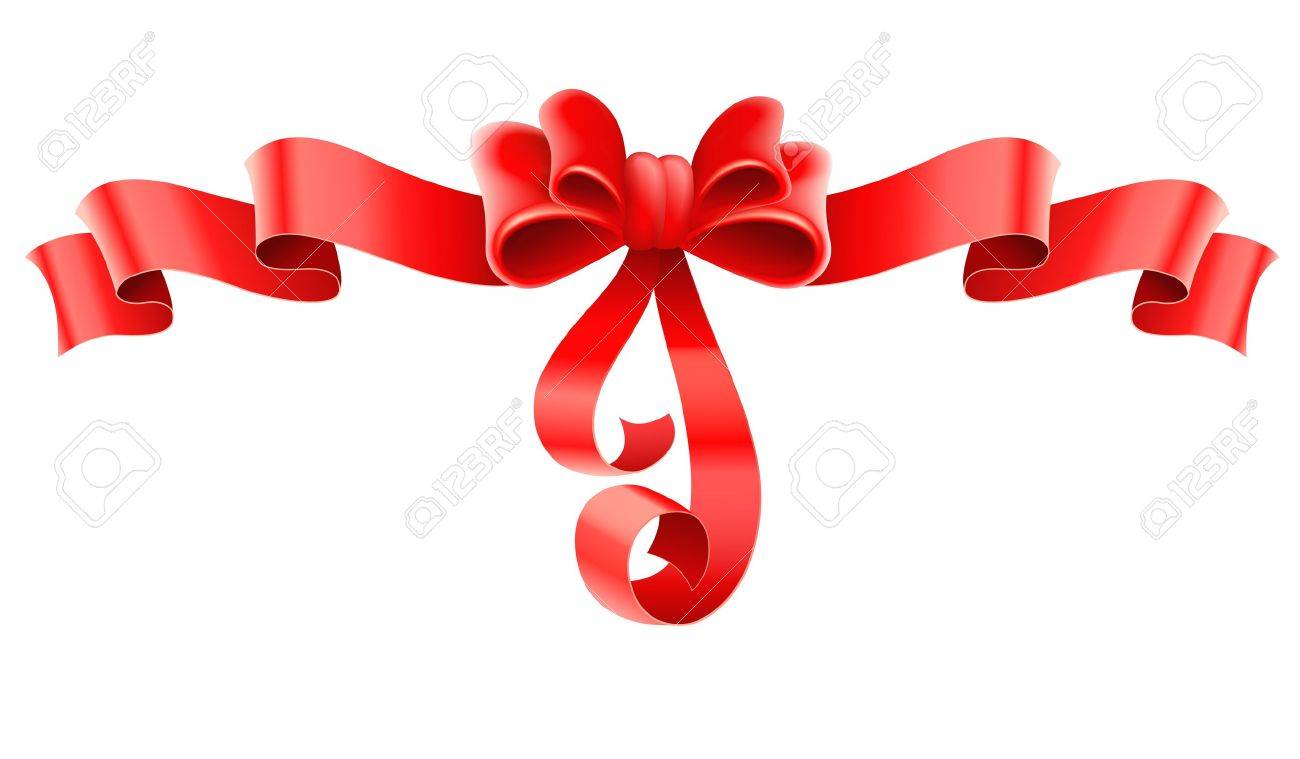 1300x759 Red Decorative Bow With Ribbon. Transparent Objects Used