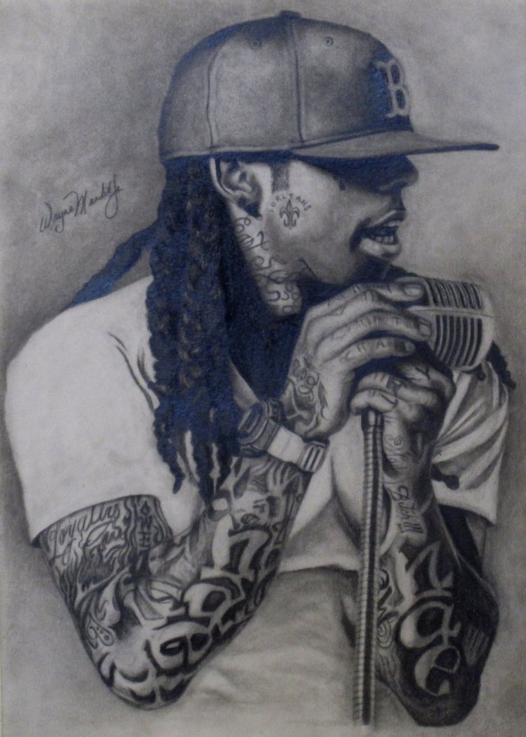 756x1058 Lil Wayne Portrait Drawing By Waynemaribitojr