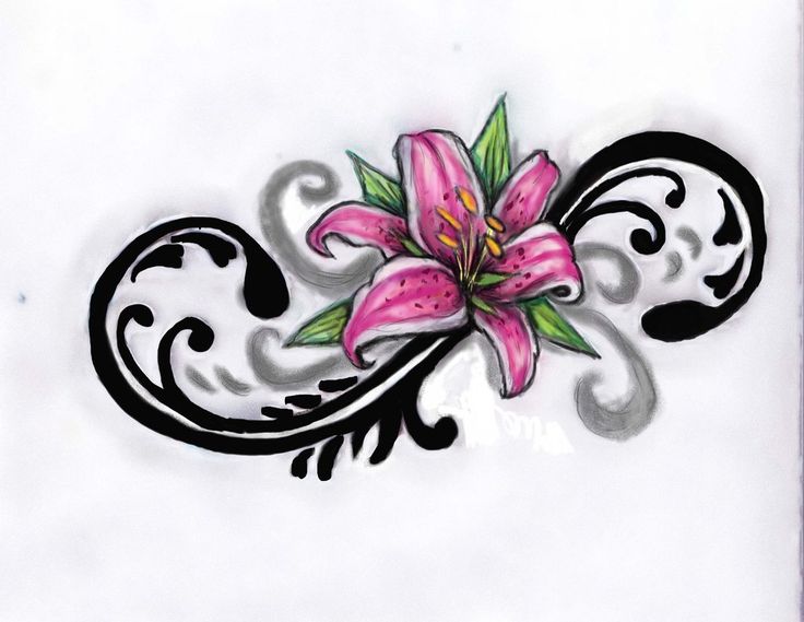 736x569 Pink Lily Flower Tattoo Design Sample