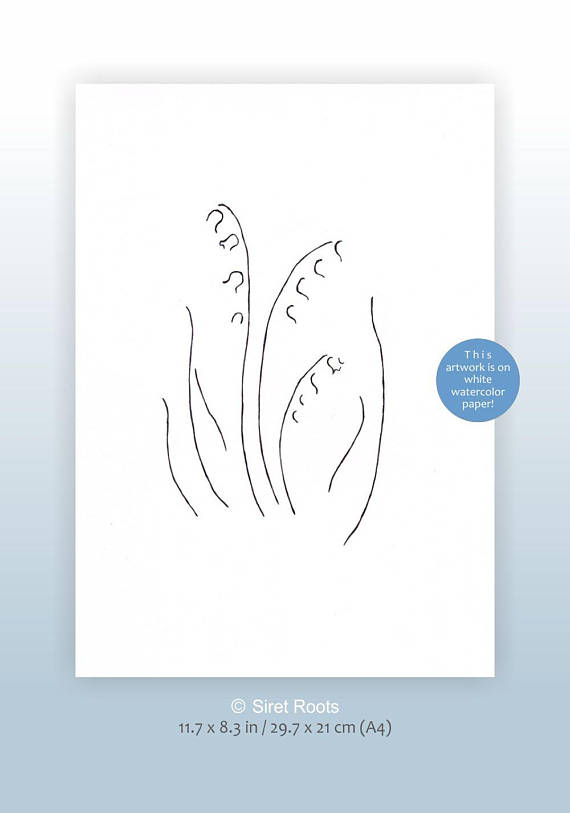 570x813 Minimalist Flower Drawing. Black And White Ink Sketch. Lily