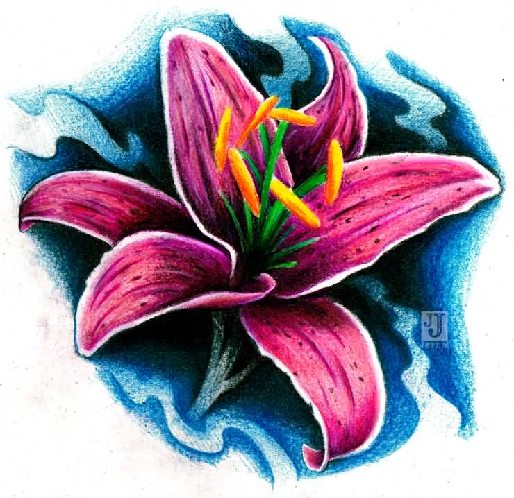 740x718 Pink Lily Tattoo Idea