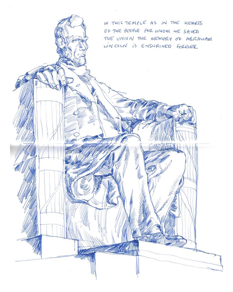 770x963 Saatchi Art Lincoln Memorial Drawing By Richard Johnson