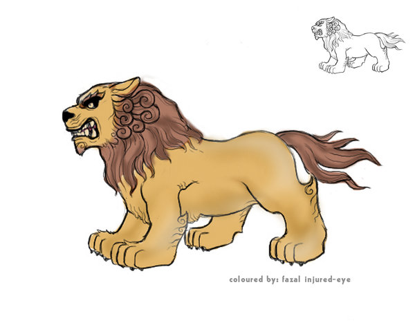 600x480 Lion Colour Sketch By Injured Eye