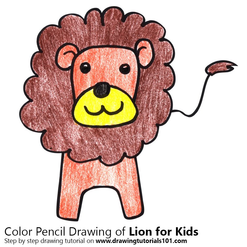800x800 Lion For Kids Colored Pencils