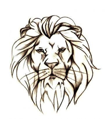 372x410 Lion Head Outline Tattoo