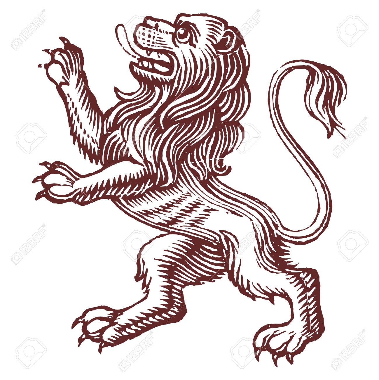 1299x1300 Vector Lion Rampant Line Drawing Royalty Free Cliparts, Vectors