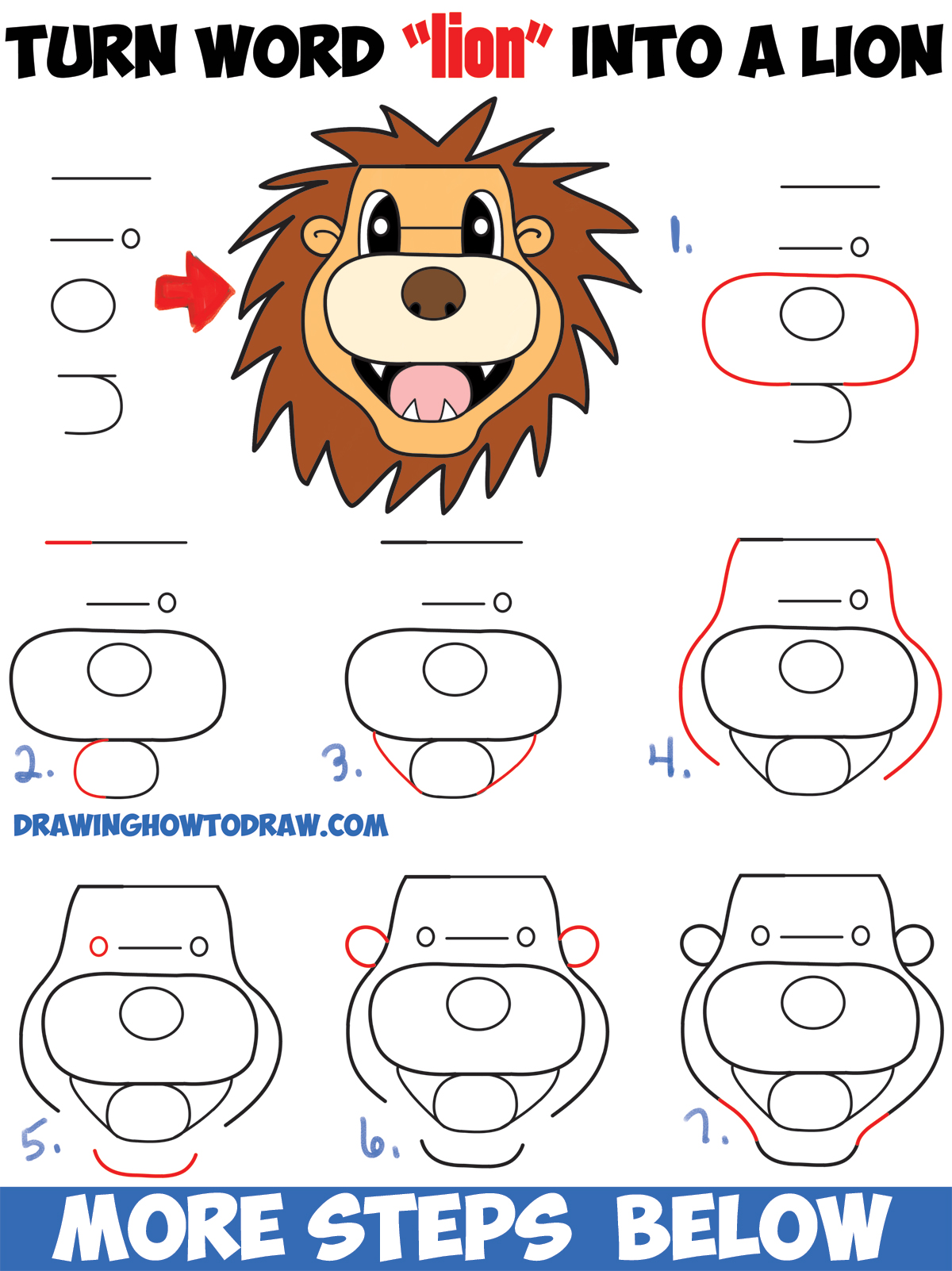 1200x1602 How To Turn The Word Lion Into A Cartoon Lion Easy Step By