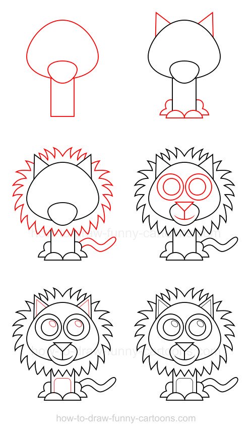 500x865 How To Draw A Lion Adorable Animals Lions, Easy