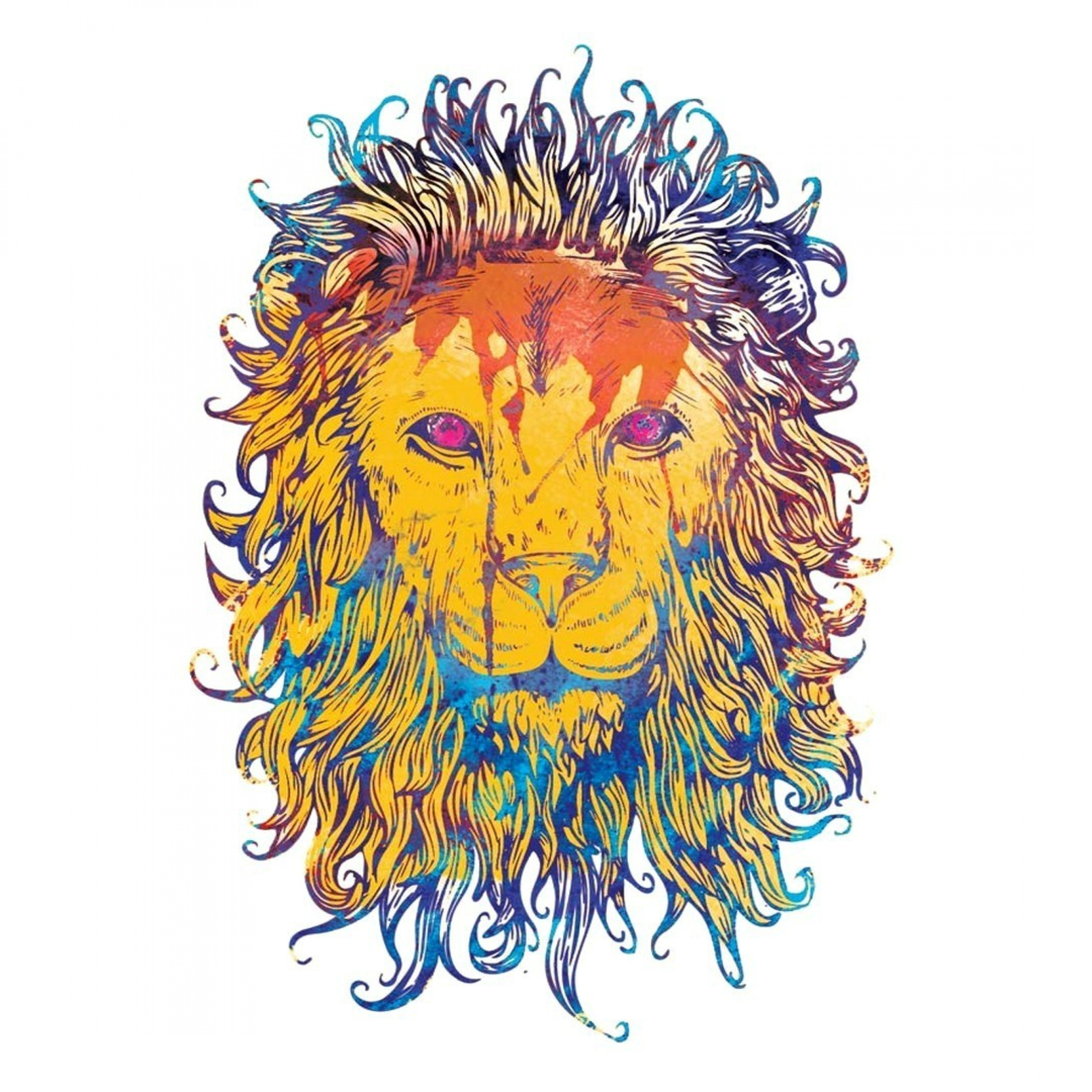 2732x2732 Download Wallpaper 2732x2732 Lion, Drawing, Colorful, King, King