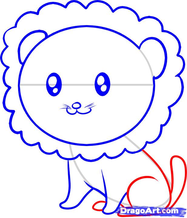 617x721 How To Draw A Lion For Kids Step 6 Desenhar Lions