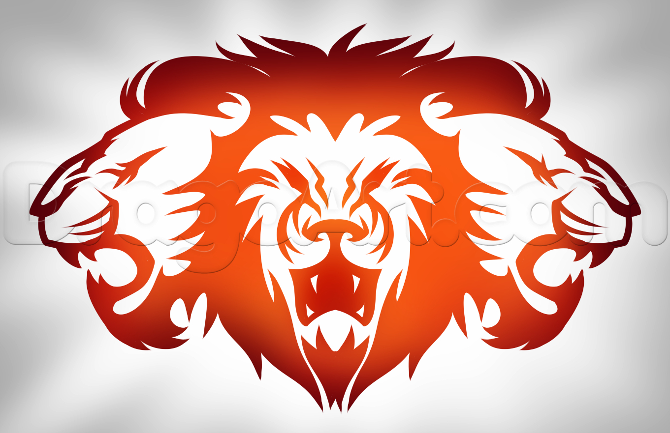 1361x881 Simple Lion Face Drawing How To Draw Tribal Lions, Step By Step