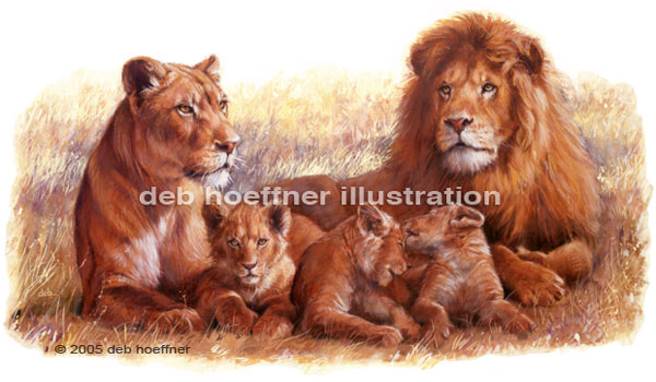 600x350 African Lion Pride Illustration In Glowing Colorful Realistic