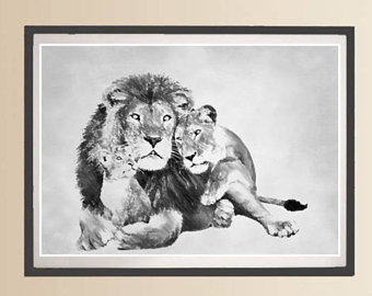340x270 Lion Family Print Etsy