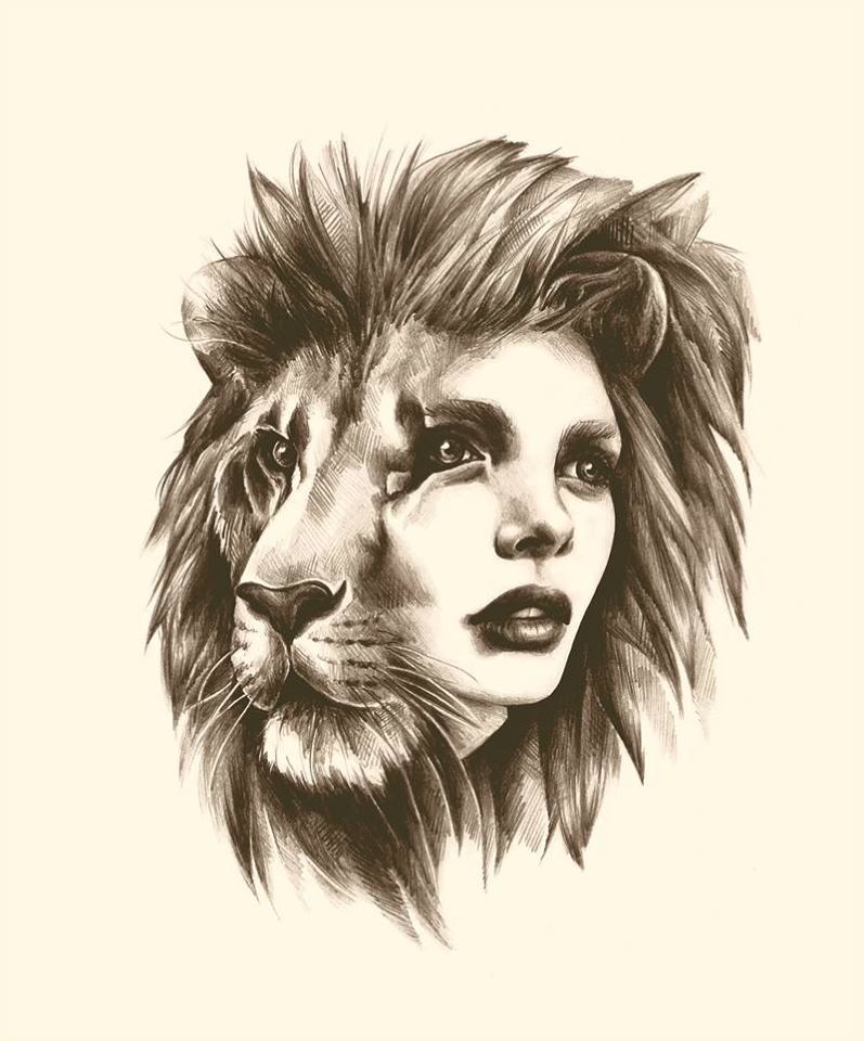 797x960 Lion Woman Face Great Tattoo Idea Drawing By Sarah Mccloskey