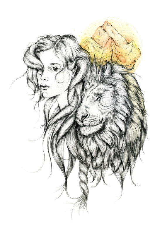 570x806 Original Girl And Lion Drawing By Chloerubyart On Etsy Birthday