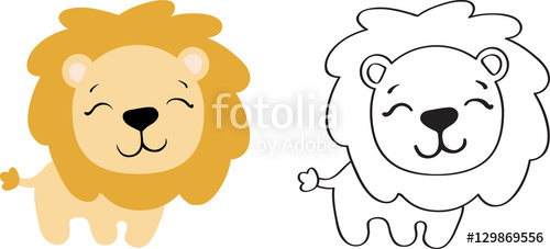500x227 Drawing Of A Cartoon Cute Toy Lion