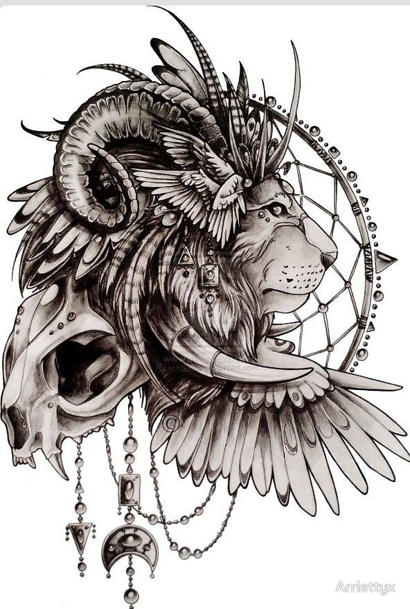 592x879 Lion Skull American Headdress By Arriettyx Redbubble