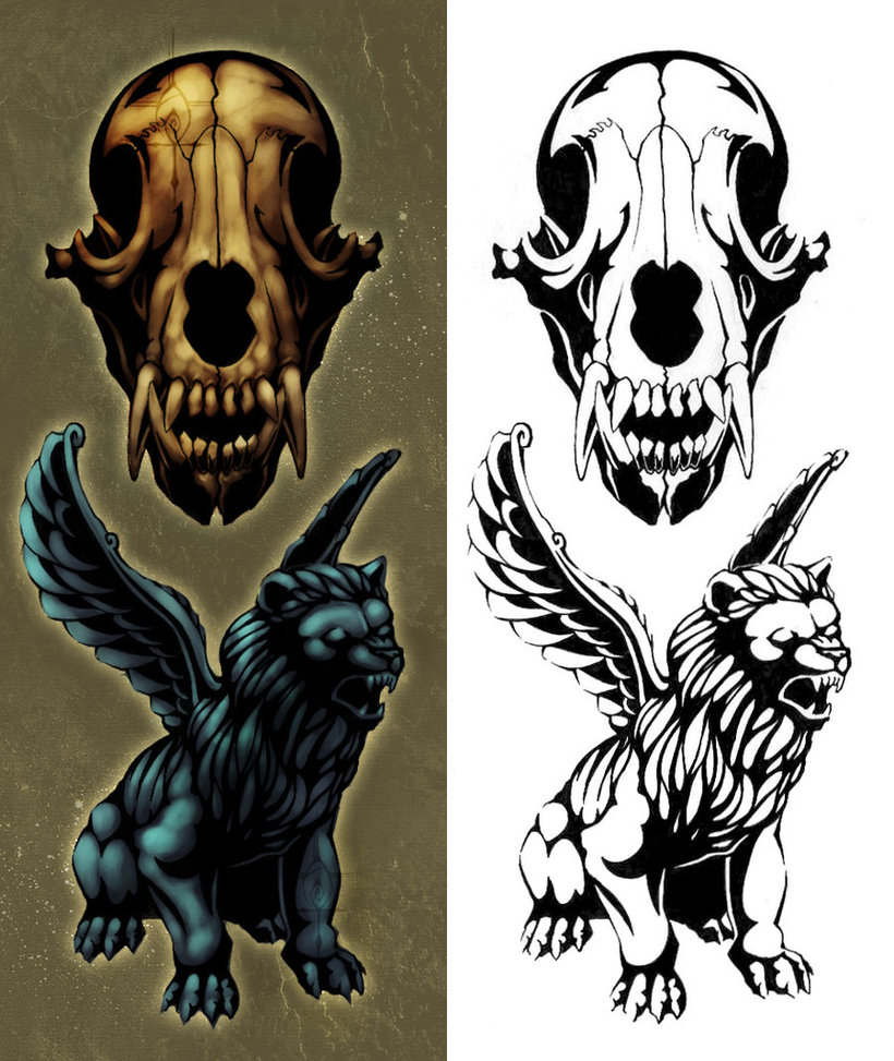 820x973 Skulls And Lions By Anuwolf