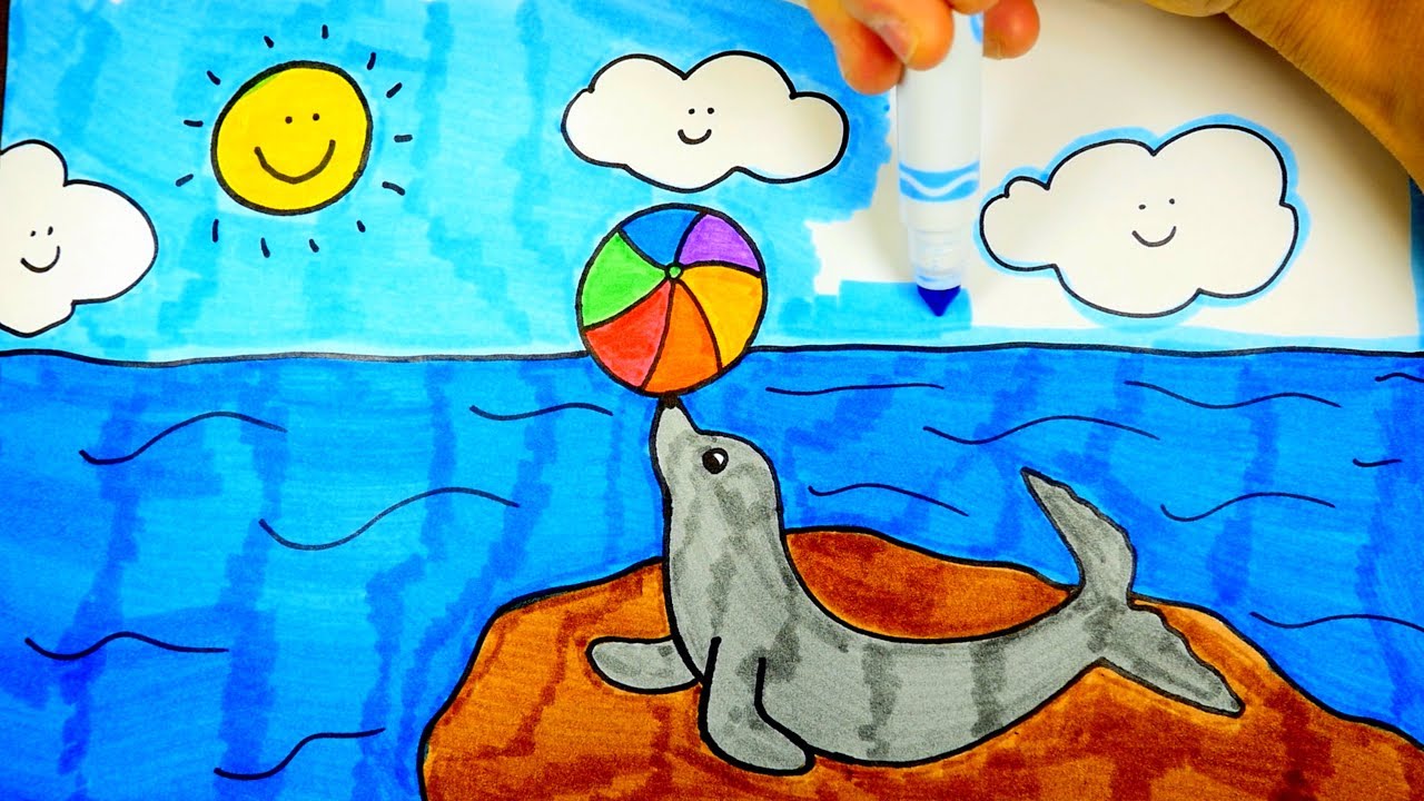 1280x720 How To Draw A Sea Lion Sea Lion Drawing For Kids!