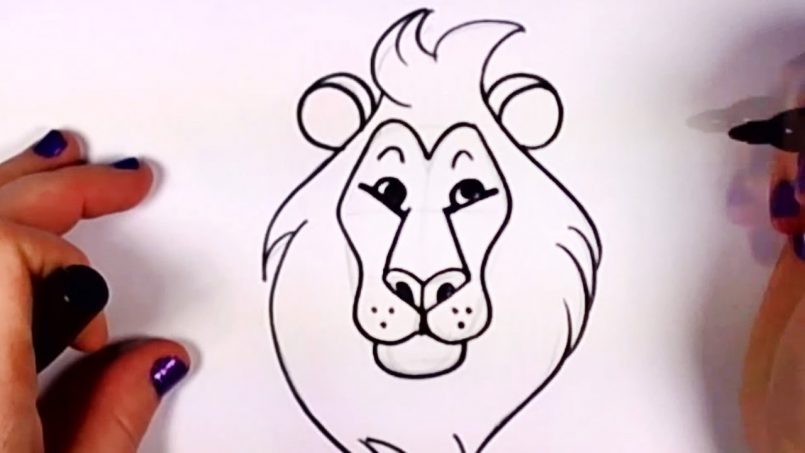 805x453 Coloring How Draw A Lion Face Simplegether With How