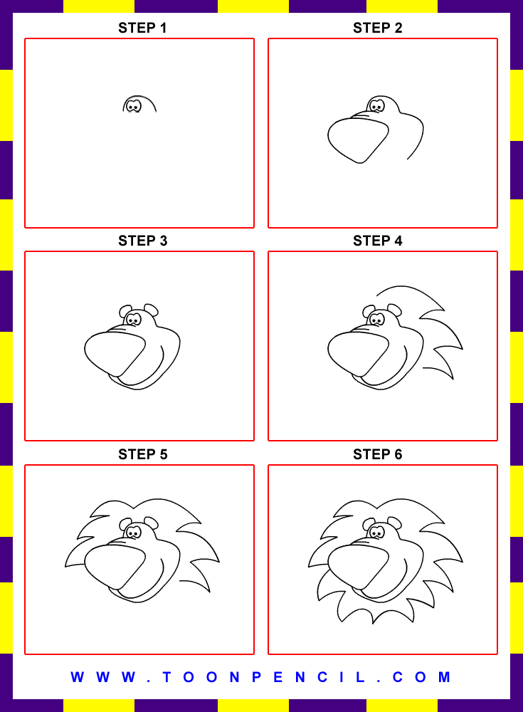 735x1000 How To Draw A Lion Head For Kids
