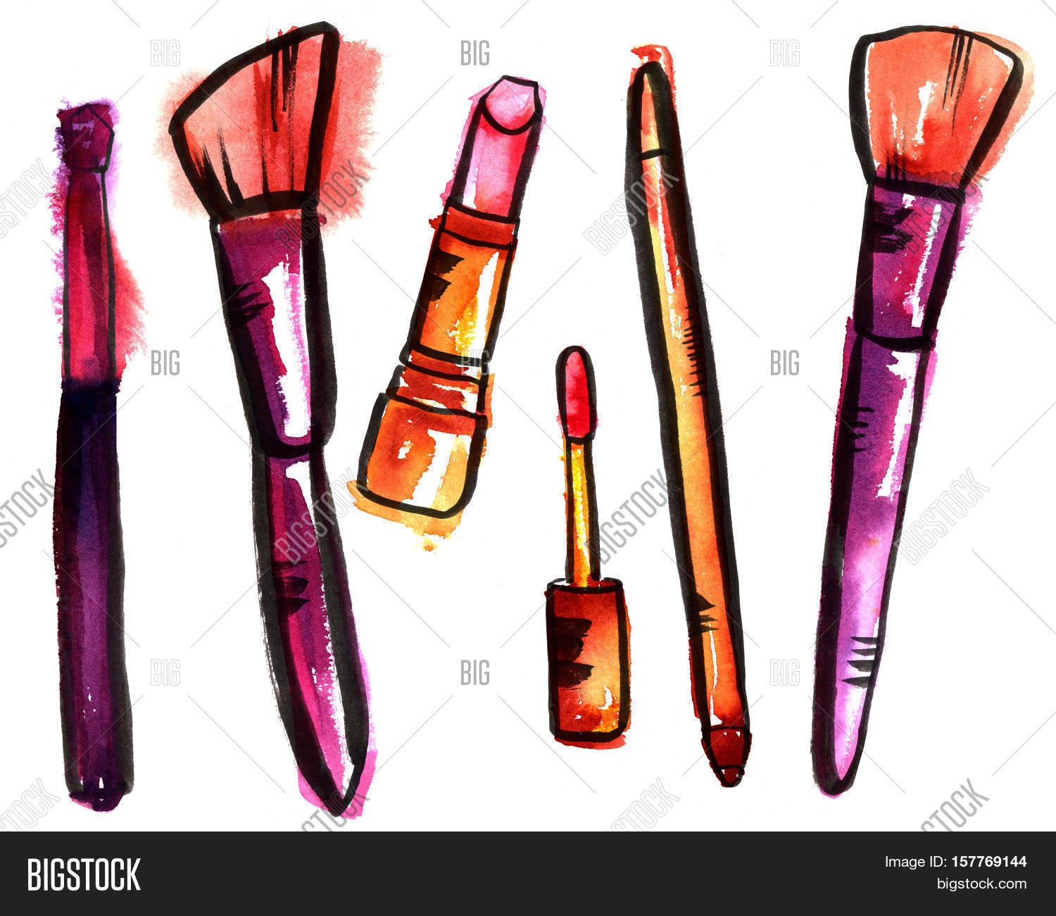 1500x1301 Makeup Brushes, Lip Gloss, Lipstick Image Amp Photo Bigstock