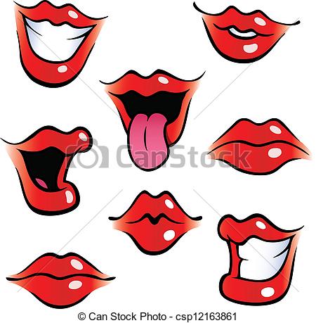 450x459 Cartoon Female Mouths With Glossy Lips