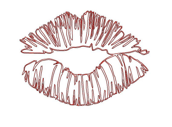 570x420 Kiss Machine Embroidery Design. Kiss Lips Sketch Doodle Design
