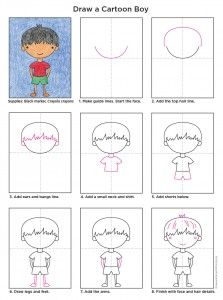 223x300 Draw A Cartoon Boy (Art Projects For Kids) Cartoon Boy, Cartoon