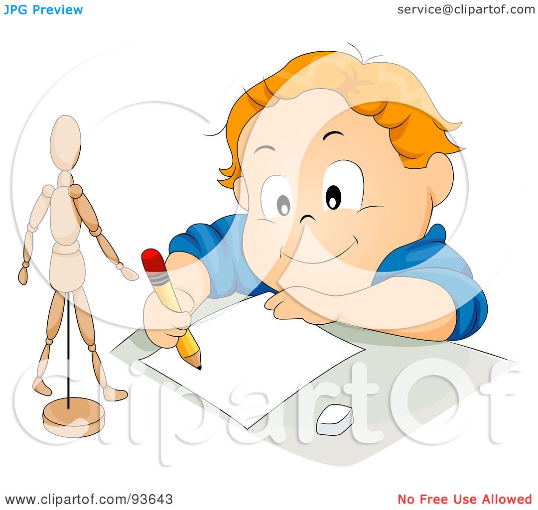 1080x1024 Royalty Free (Rf) Clipart Illustration Of Little Boy Drawing
