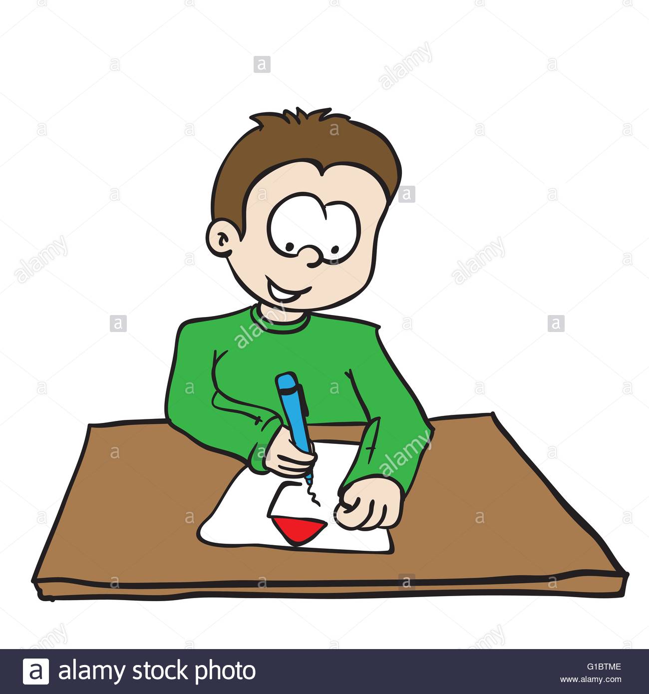 1300x1390 Little Boy Drawing A House Cartoon Stock Vector Art Amp Illustration