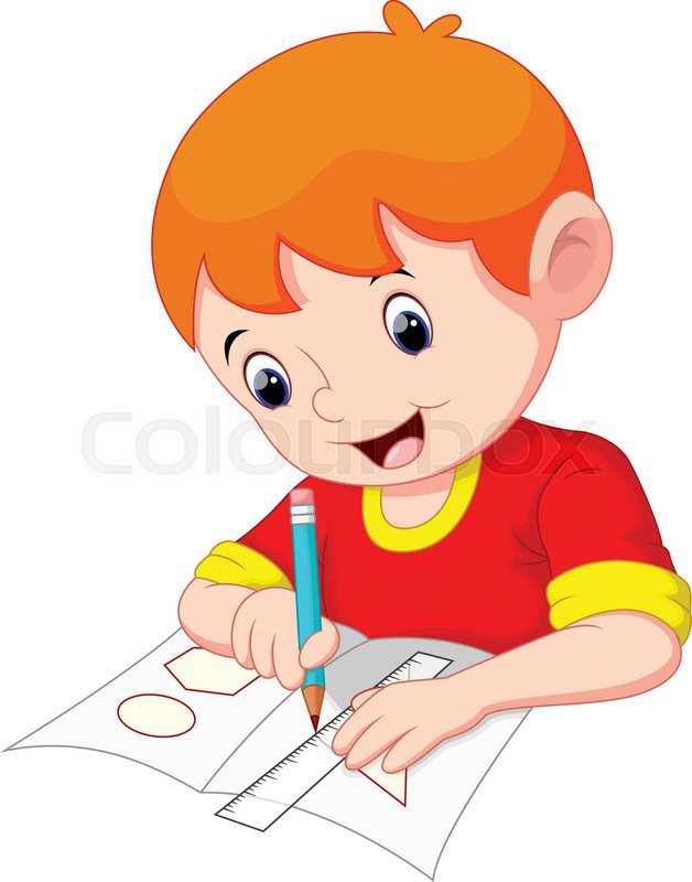 628x800 Little Boy Drawing On A Piece Of Paper Stock Vector Colourbox