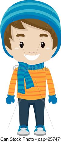 201x470 Vector Illustration Of Little Boy Wearing Winter Clothes Vector