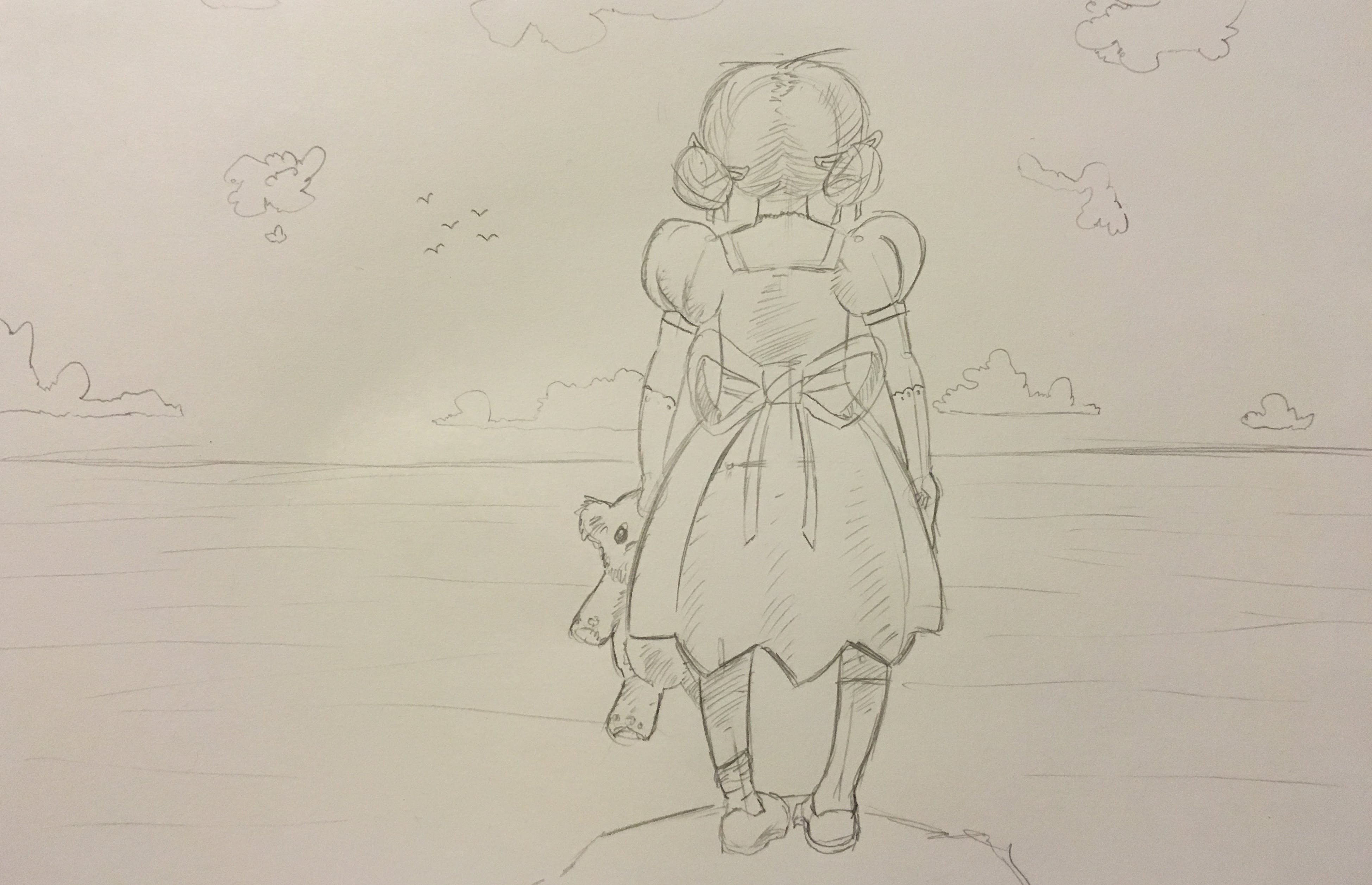 3898x2515 Drawing Little Girl