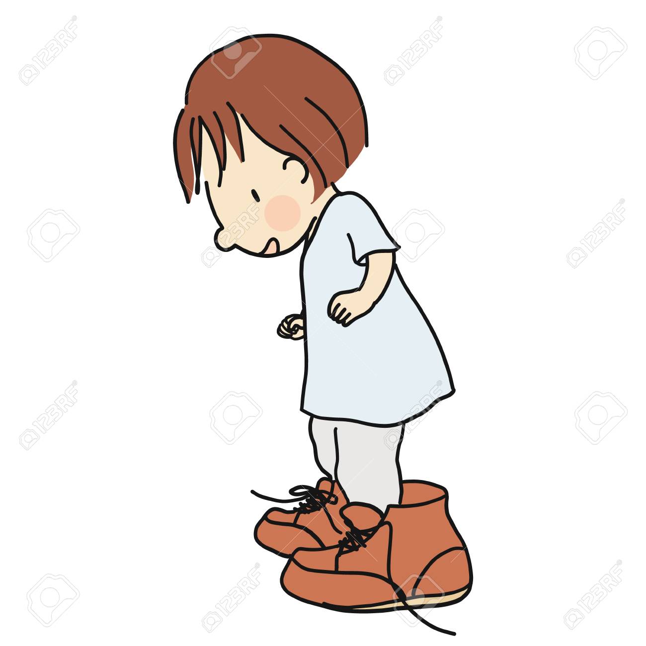 1300x1300 Vector Illustration Of Little Kid Wearing Daddy's Big Brown