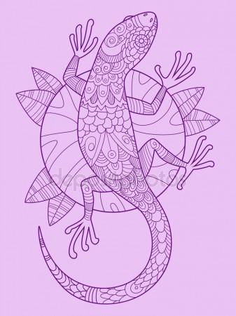 337x450 Lizard Color Drawing Vector Stock Vector Alexanderpokusay