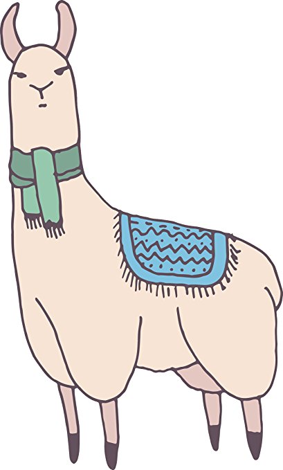 409x679 Simple Cute Llama Alpaca Cartoon Drawing Vinyl Decal