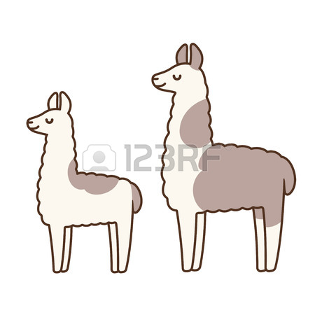 450x450 Cute And Simple Llamas Drawing, Adult And Baby Llama. Funny