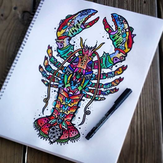 526x526 Lobster Drawing By Sarah Rasul By Artistsarahrasul