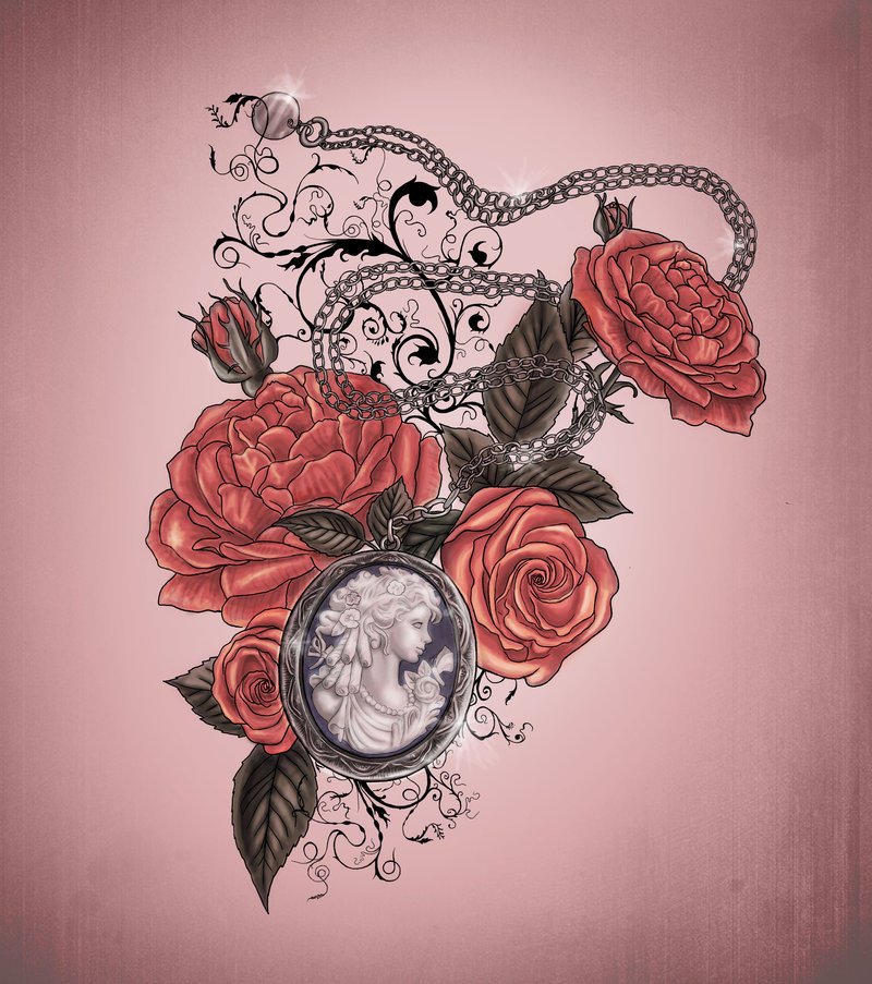 800x903 Locket And Roses Tattoo Design By Xxmortanixx