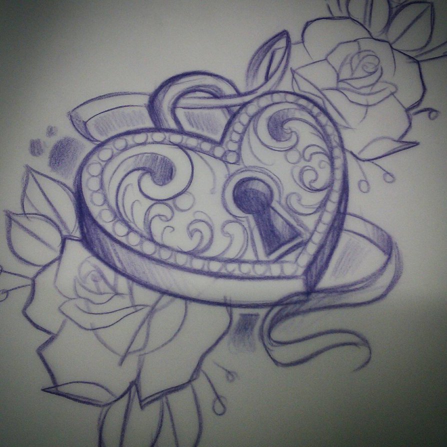 894x894 Heart Locket Sketch By Rock Ali