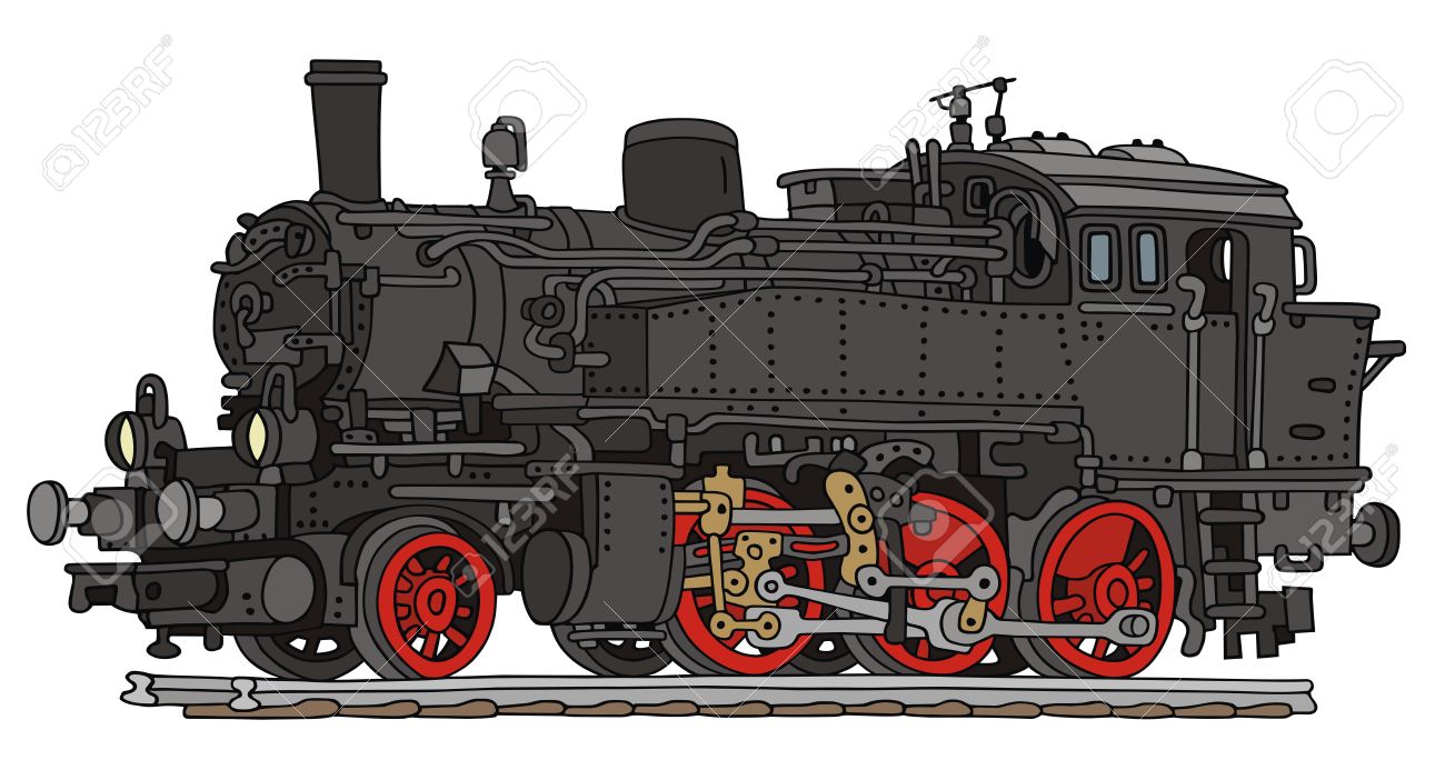 1300x693 Hand Drawing Of Old Steam Locomotive Royalty Free Cliparts