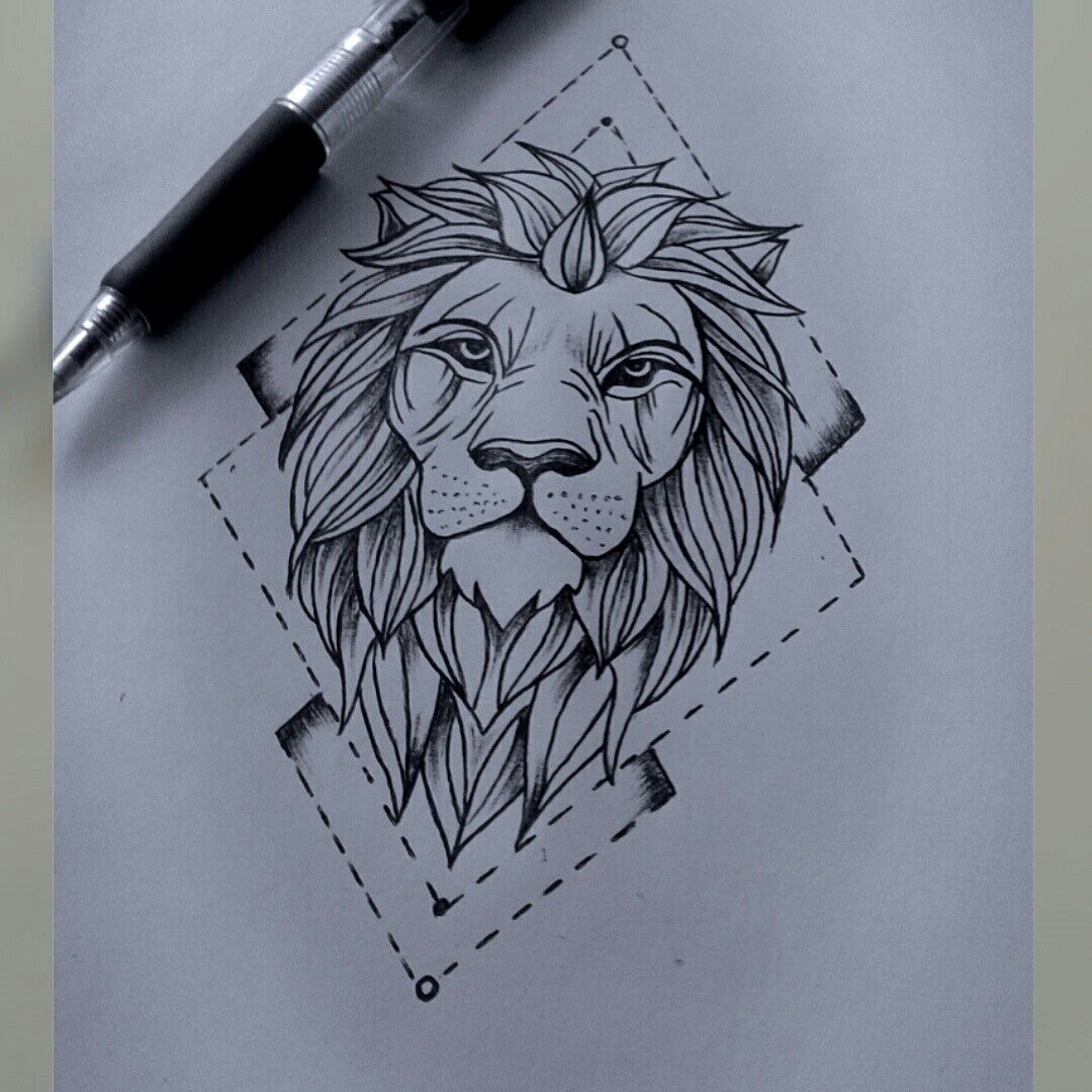 1080x1080 Lion Drawing