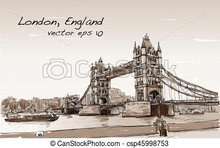 450x303 Cityscape Drawing Sketch Tower Bridge, London, England