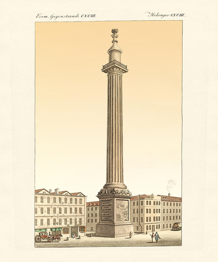 748x900 The Monument In London Drawing By Splendid Art Prints